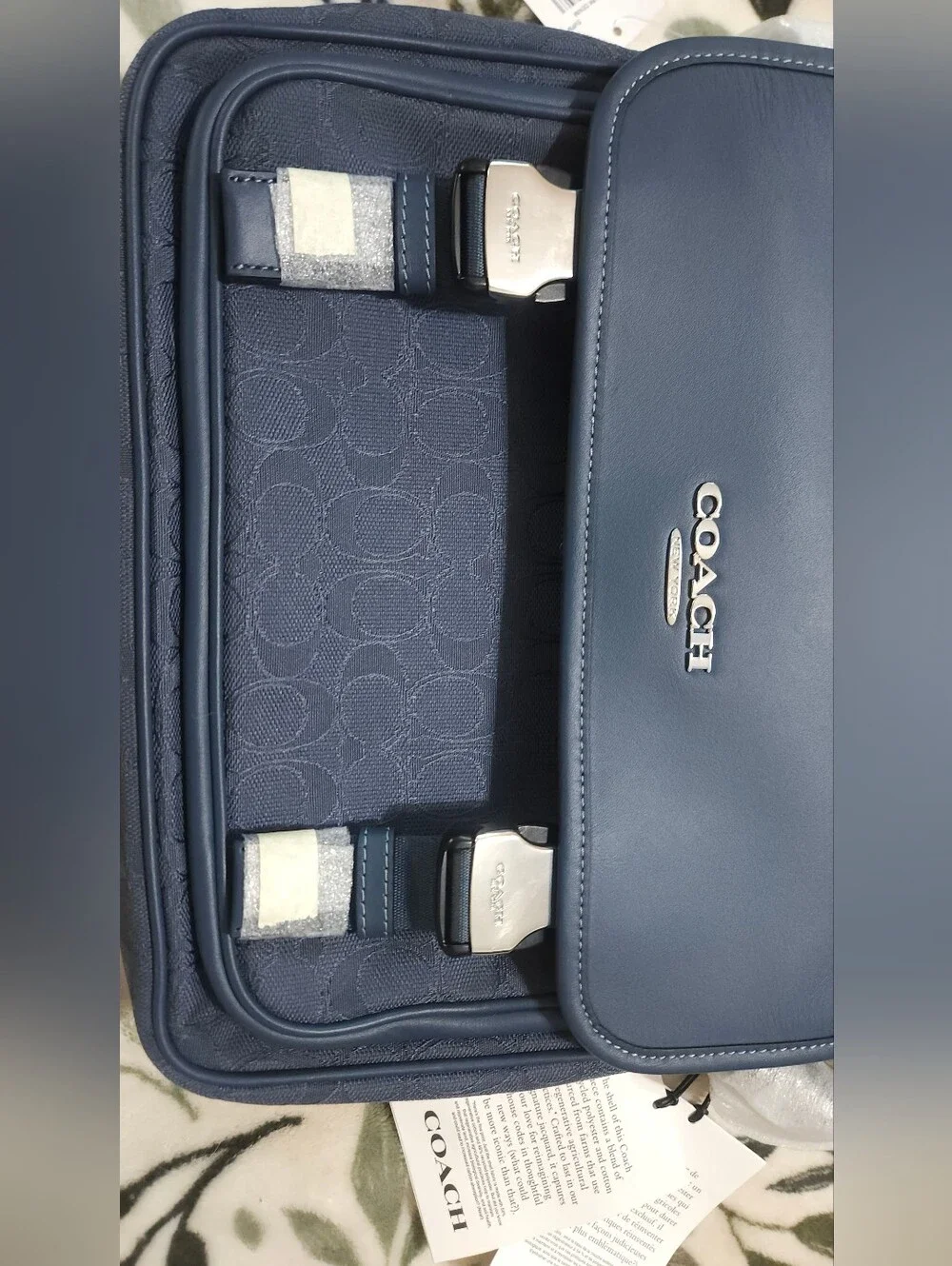 Coach Racer Messenger Bag Signature Jacquard Denim Dark Blue NWT CW177